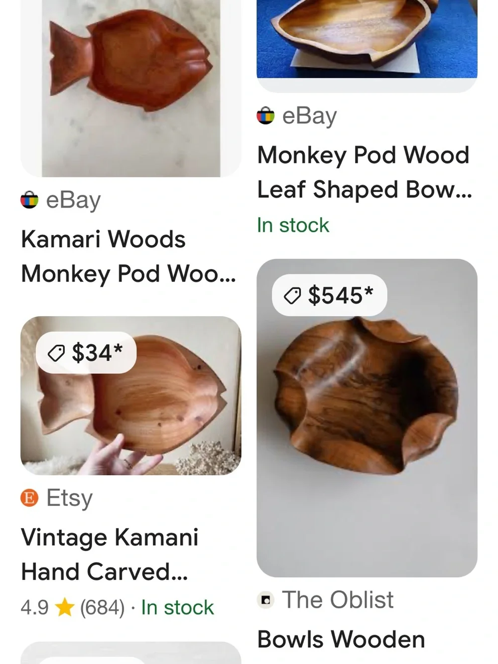 Kamari Woods Hand-Carved Monkey Pod Wood Fish Bowl - Brown